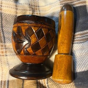Handcrafted Wooden Mortar and Pestle Set